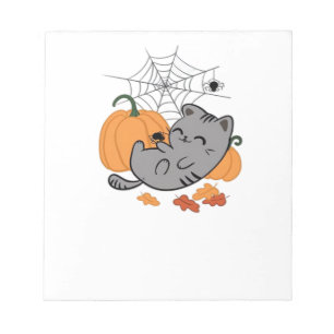 Halloween-Katze und Spinnen Classic T-Shirt Notizblock