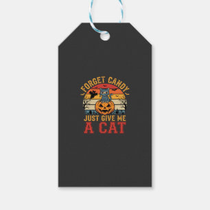 Halloween-Katze vergisst Süßigkeiten und gibt mir  Geschenkanhänger