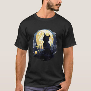 Halloween-Katze Vollmond T-Shirt