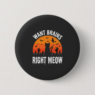 Halloween-Katze will Gehirne jetzt sofort Design Button