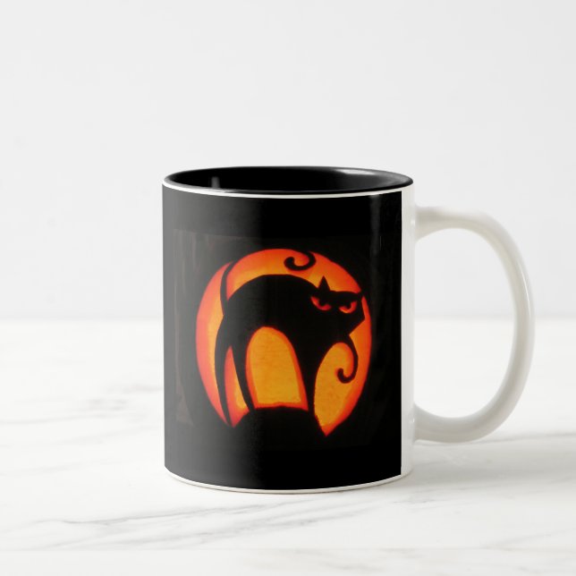 Halloween-Katze Zweifarbige Tasse (Rechts)