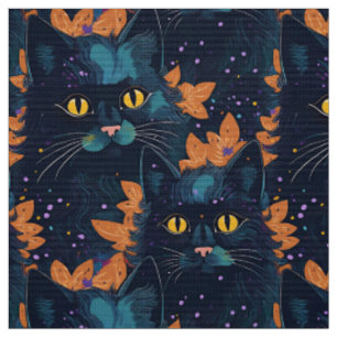 Halloween-Katzen auf Orange Stoff