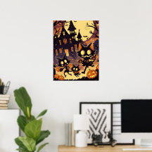 Halloween-Katzen beim Spukhaus