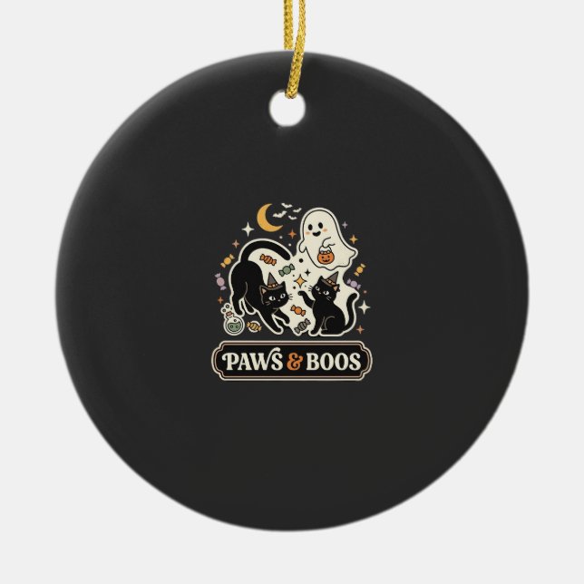 Halloween Katzen Geist Magie Keramik Ornament (Vorne)