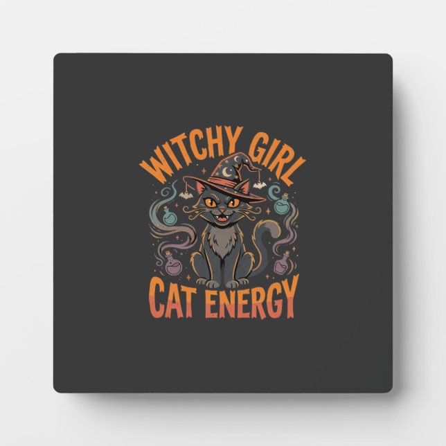 Halloween-Katzen-Hexen-Vibes Fotoplatte (Vorderseite)