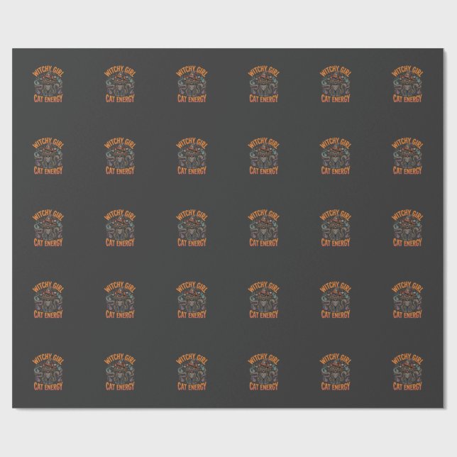 Halloween-Katzen-Hexen-Vibes Geschenkpapier (Flach)