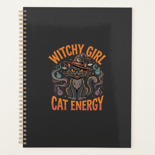 Halloween-Katzen-Hexen-Vibes Planer (Vorderseite)