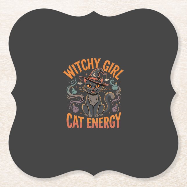Halloween-Katzen-Hexen-Vibes Untersetzer (Vorderseite)