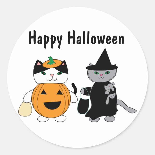 Halloween Katzen in Kostümen Runder Aufkleber (Vorderseite)