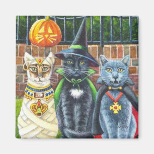 Halloween Katzen in Kostümkunst Magnet
