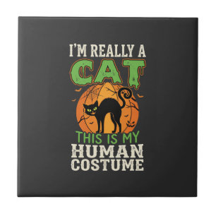 Halloween-Katzen-Kostüm für Menschen Lustiges Desi Fliese