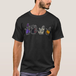 Halloween-Katzen-Kostüm Hexe Vampir Mumie Kürbis T-Shirt