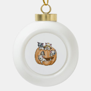 Halloween-Katzen-Kürbis Keramik Kugel-Ornament