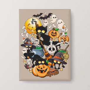Halloween Katzen Lustige Party Button