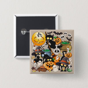 Halloween Katzen Lustige Party Button