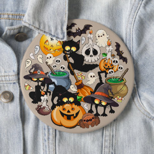 Halloween Katzen Lustige Party Button
