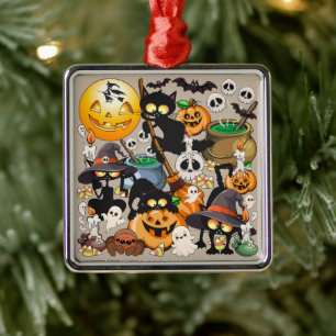 Halloween-Katzen Lustige Party Ornament Aus Metall