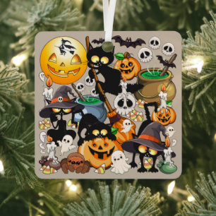 Halloween-Katzen Lustige Party Ornament Aus Metall