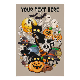Halloween Katzen Lustige Party Poster