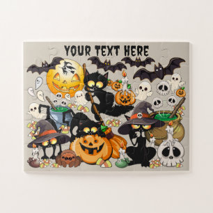 Halloween-Katzen Lustige Party Puzzle