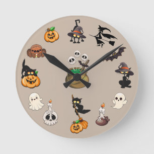 Halloween Katzen Lustige Party Runde Wanduhr