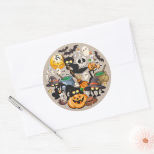 Halloween Katzen Lustige Party Runder Aufkleber