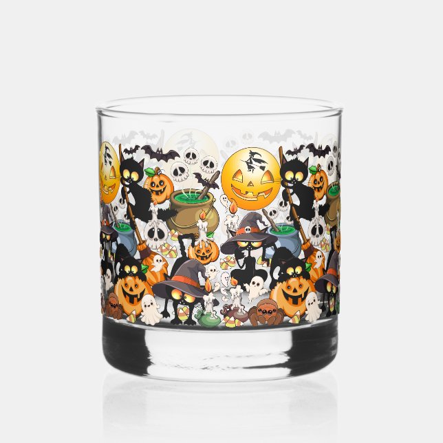 Halloween Katzen Lustige Party Whiskyglas (Vorderseite)