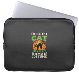 Halloween-Katzen-Mensch-Kostüm Lustiges Design Laptopschutzhülle