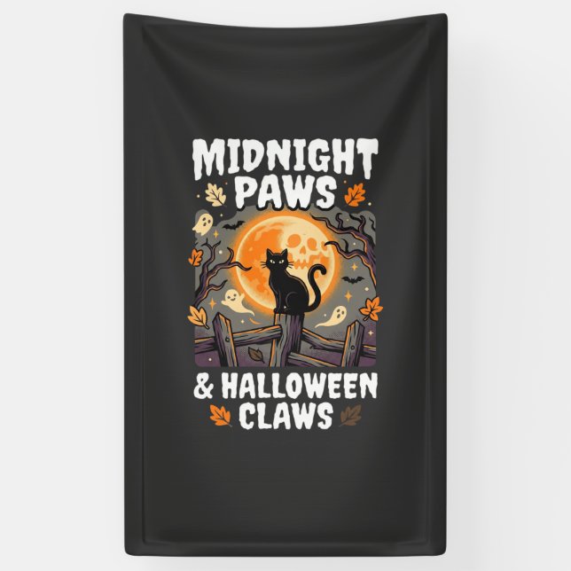 Halloween Katzen Mond Unfug Banner (Vertikal)