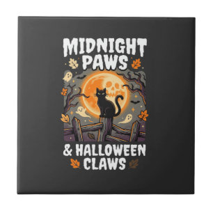 Halloween Katzen Mond Unfug Fliese