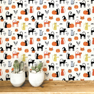 Halloween-Katzen-Muster Tapete