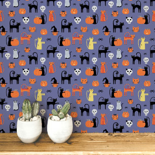 Halloween-Katzen-Muster Tapete