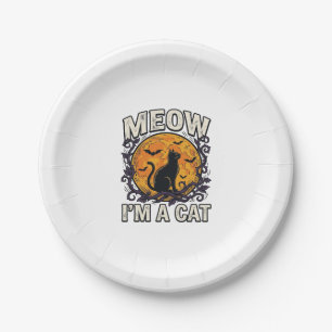 Halloween-Katzen-Shirt Meow Ich Bin Eine Katze Vin Pappteller