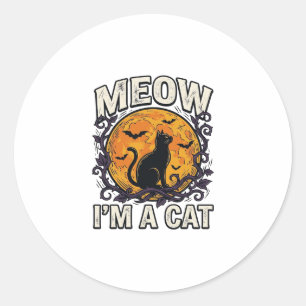 Halloween-Katzen-Shirt Meow Ich Bin Eine Katze Vin Runder Aufkleber