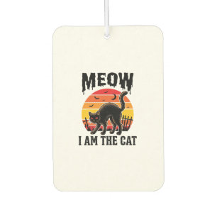 Halloween-Katzen-Shirt Meow Vintage-Schwarze-Katze Autolufterfrischer