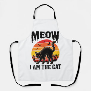Halloween-Katzen-Shirt Meow Vintage-Schwarze-Katze Schürze