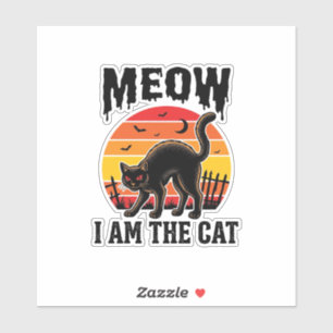 Halloween-Katzen-Shirt Meow Vintage-Schwarzkatzen- Aufkleber