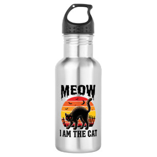 Halloween-Katzen-Shirt Meow Vintage-Schwarzkatzen- Edelstahlflasche
