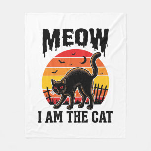 Halloween-Katzen-Shirt Meow Vintage-Schwarzkatzen- Fleecedecke