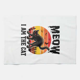 Halloween-Katzen-Shirt Meow Vintage-Schwarzkatzen- Geschirrtuch
