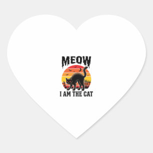 Halloween-Katzen-Shirt Meow Vintage-Schwarzkatzen- Herz-Aufkleber