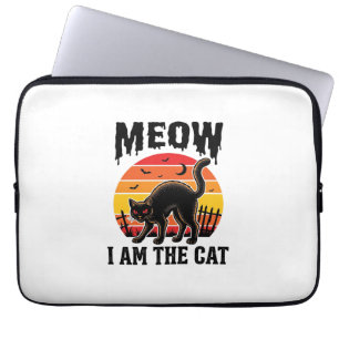 Halloween-Katzen-Shirt Meow Vintage-Schwarzkatzen- Laptopschutzhülle