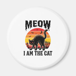 Halloween-Katzen-Shirt Meow Vintage-Schwarzkatzen- Magnet
