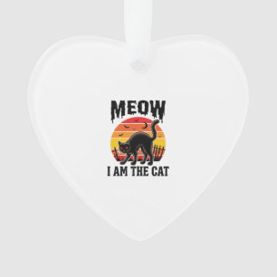 Halloween-Katzen-Shirt Meow Vintage-Schwarzkatzen- Ornament