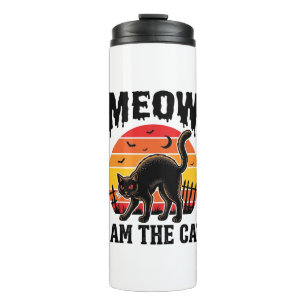 Halloween-Katzen-Shirt Meow Vintage-Schwarzkatzen- Thermosbecher