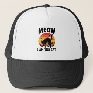 Halloween-Katzen-Shirt Meow Vintage-Schwarzkatzen- Truckerkappe