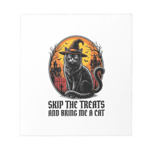 Halloween-Katzen-Shirt Vintage-Gravur Gruselig Sch Notizblock