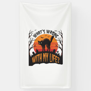 Halloween-Katzen-Shirt Vintage Grusel Leben Humor_ Banner