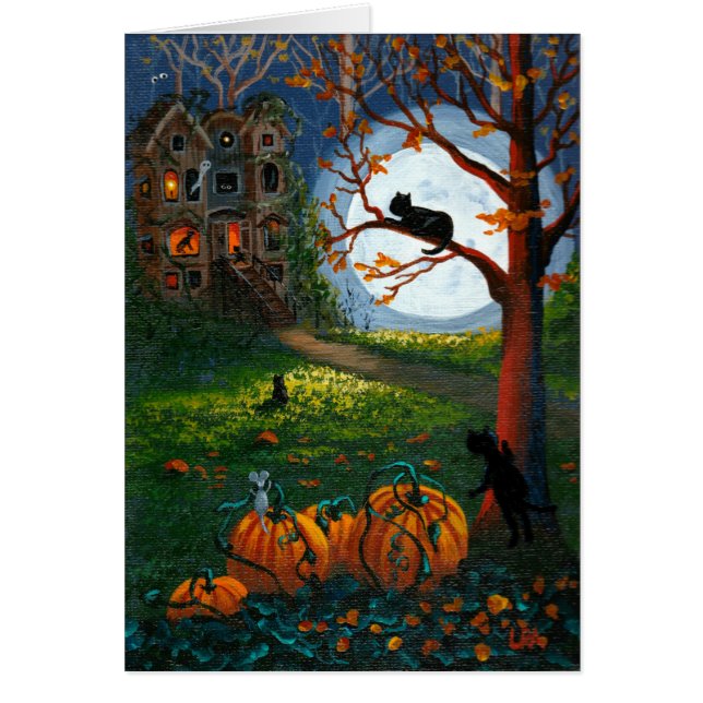 Halloween-Katzen-Spuk Haus Creationarts (Vorne)