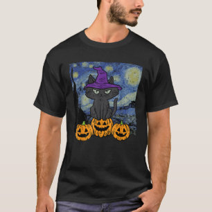 Halloween-Katzen-Sternennacht-Kostüm Art Gogh Frau T-Shirt